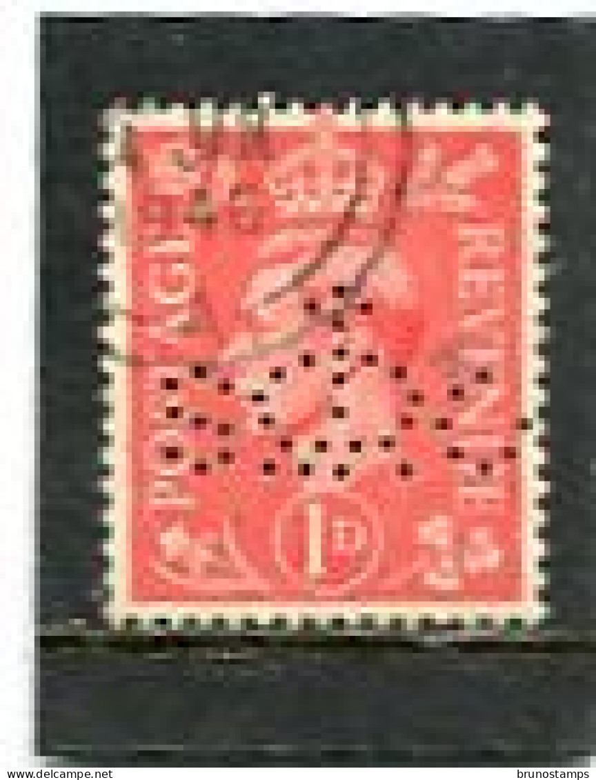 GREAT BRITAIN - 1941  1d   LIGHT COLOURS  PERFIN   S Crown O  FINE USED - Perforés