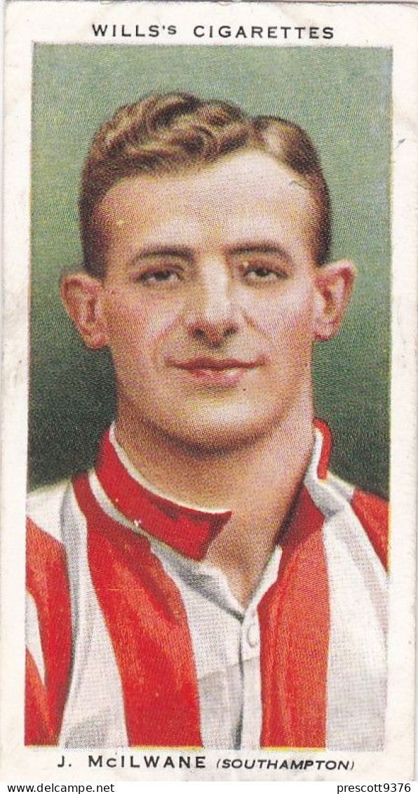 29 J McIlwaine Southampton FC  - Wills Cigarette Card - Association Footballers, 1935 - Original Card - Sport - Wills