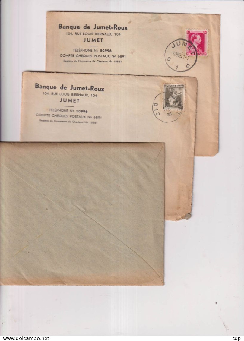 JUMET Lot 2 Enveloppes Banque De Jumet-roux   1939-41 - Banque & Assurance