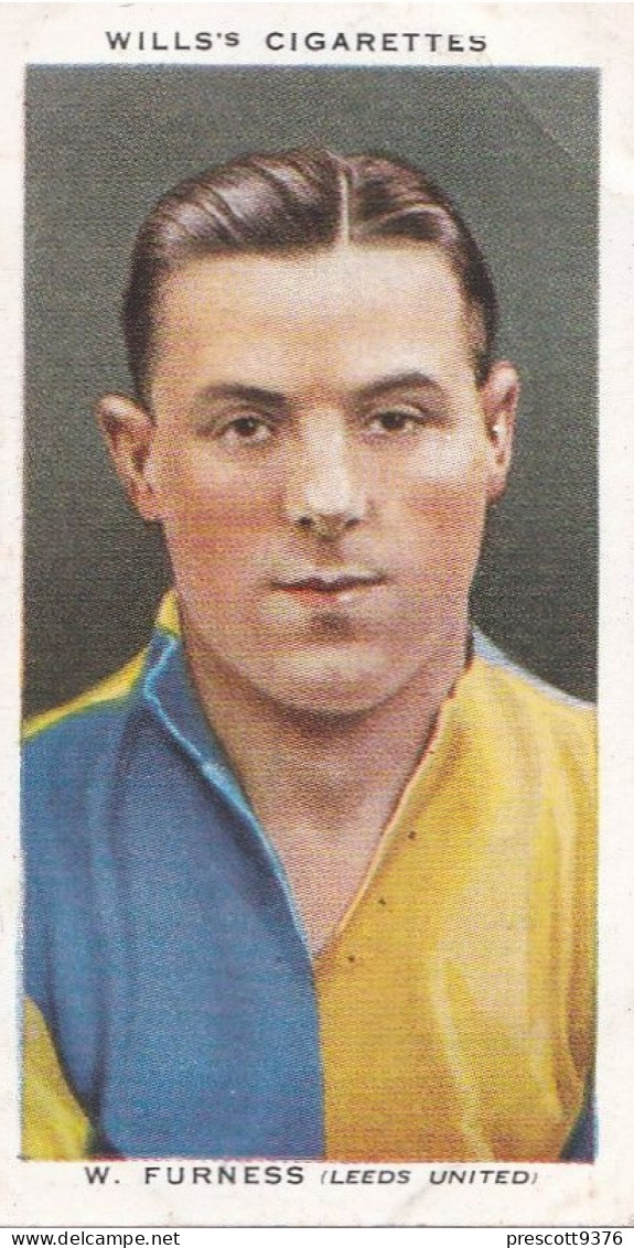 14 W Furness, Leeds United FC  - Wills Cigarette Card - Association Footballers, 1935 - Original Card - Sport - Wills