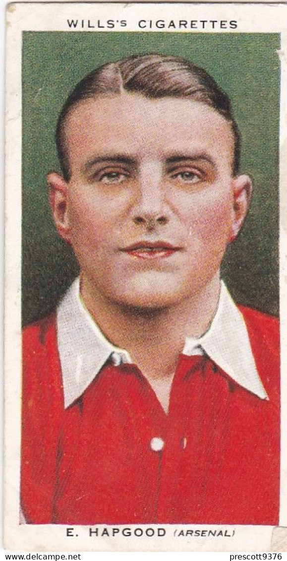 19 E Hapgood, Arsenal FC  - Wills Cigarette Card - Association Footballers, 1935 - Original Card - Sport - Wills