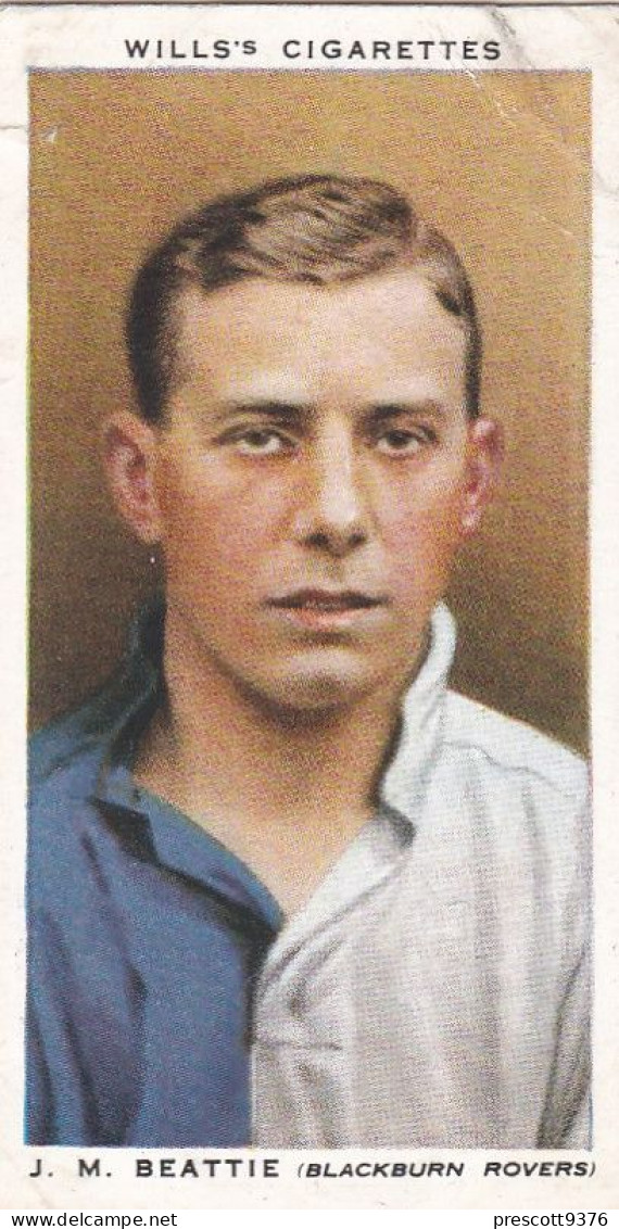 3 J Beattie, Blackburn Rovers FC  - Wills Cigarette Card - Association Footballers, 1935 - Original Card - Sport - Wills