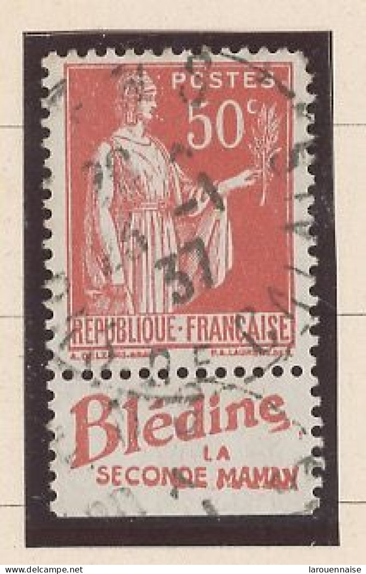 BANDE PUB -N°283 E -TYPE PAIX 50c TYPE III Obl - BLEDINE / SECONDE MAMAN  ( MAURY 179) - Used Stamps