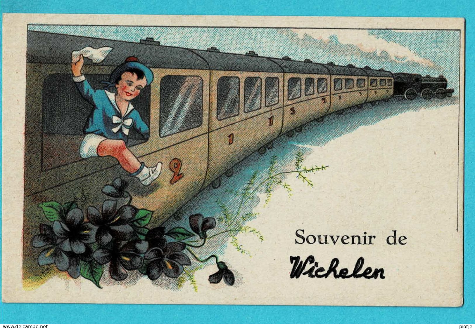 * Wichelen (Oost Vlaanderen) * (P.J. Bruxelles) Souvenir De Wichelen, Fantaisie, Train, Enfant, Zug, Trein, Locomotive - Wichelen