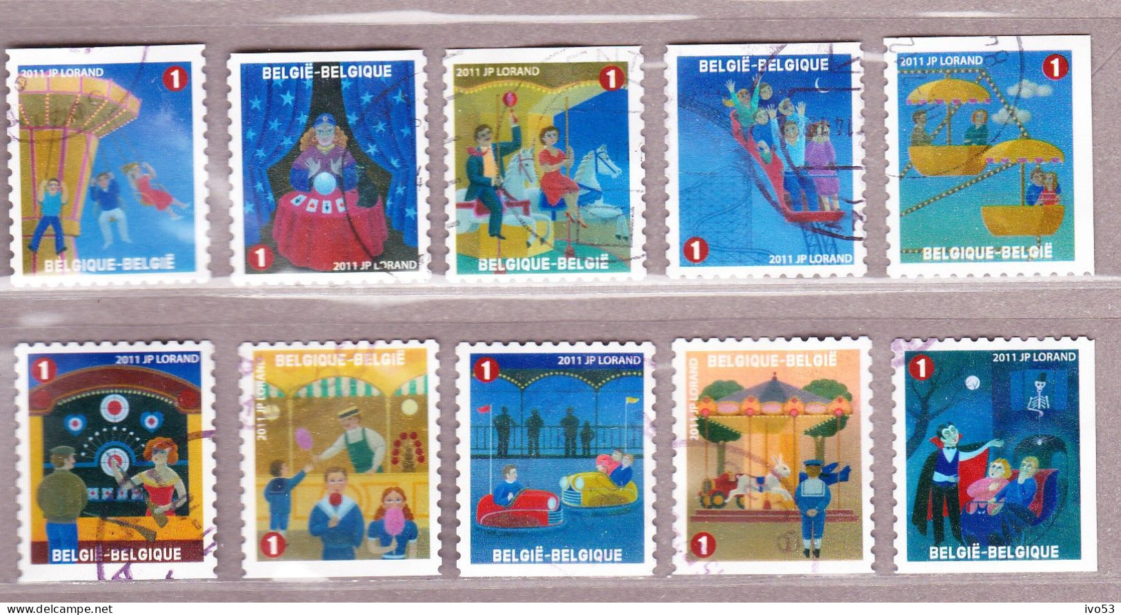 2011 Nr 4115-24 Gestempeld,alle Zegels Uit Boekje B121.De Foor / La Foire. - Used Stamps