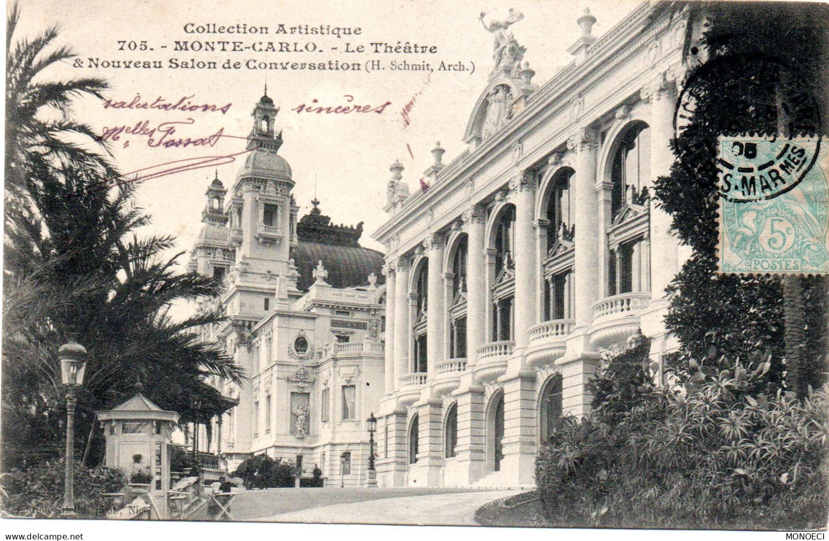 MONACO -- MONTE CARLO -- CPA Précurseur --  Le Théâtre & Nouveau Salon De Conversation - Operahuis & Theater