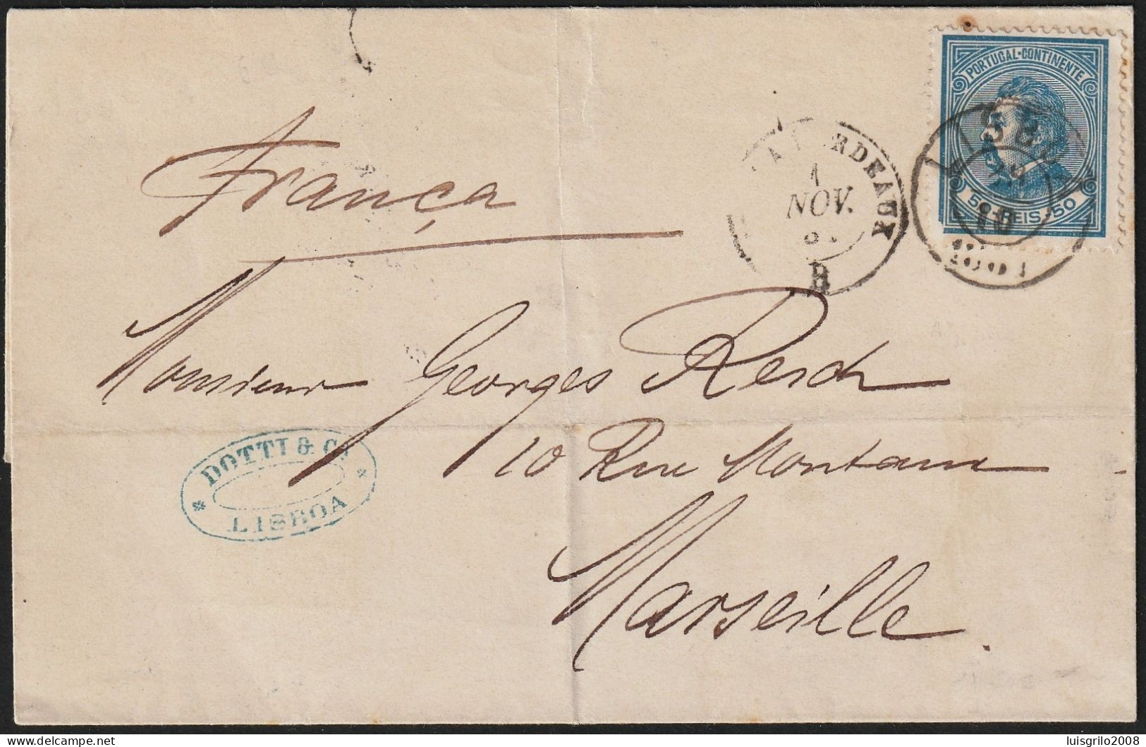 Cover - Dotti & Cª, Lisboa To Marseille, France -|- Postmark - Lisboa. 1881 (Catalog Value - 104,00 €) - Covers & Documents