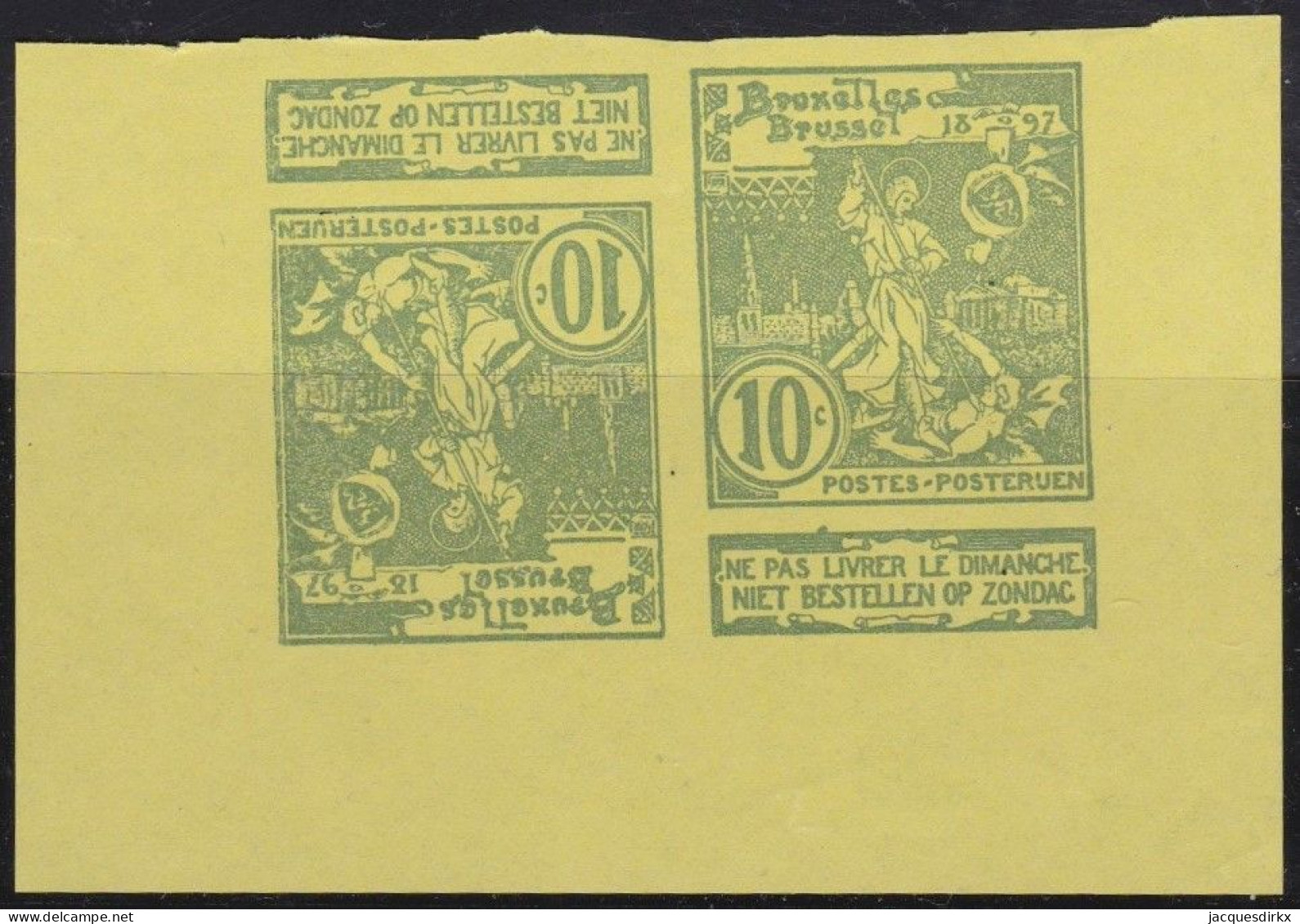 Belgie  .   OBP    .    Proefdruk  Paar   (2 Scans) - 1910-1911 Caritas