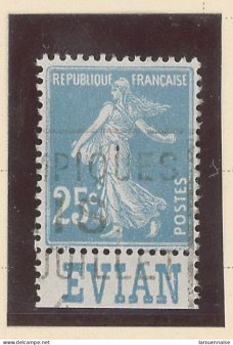 BANDE PUB -N°140 -SEMEUSE CAMÉE TYPE II Obl - 25 C BLEU  - EVIAN  ( MAURY 15)) - Used Stamps