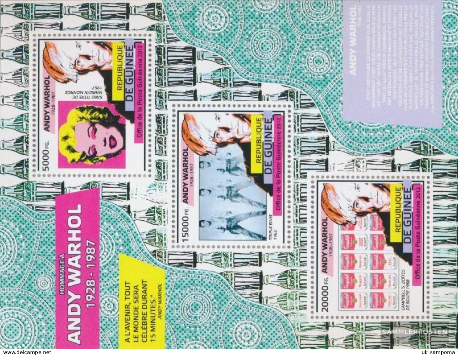 Guinea 9248-9250 Sheetlet (complete. Issue) Unmounted Mint / Never Hinged 2012 Andy Warhol (1928-1987) - Guinée (1958-...)