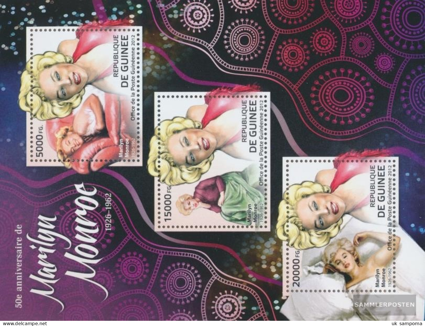 Guinea 9240-9242 Sheetlet (complete. Issue) Unmounted Mint / Never Hinged 2012 Marilyn Monroe (1926-1962) - Guinée (1958-...)