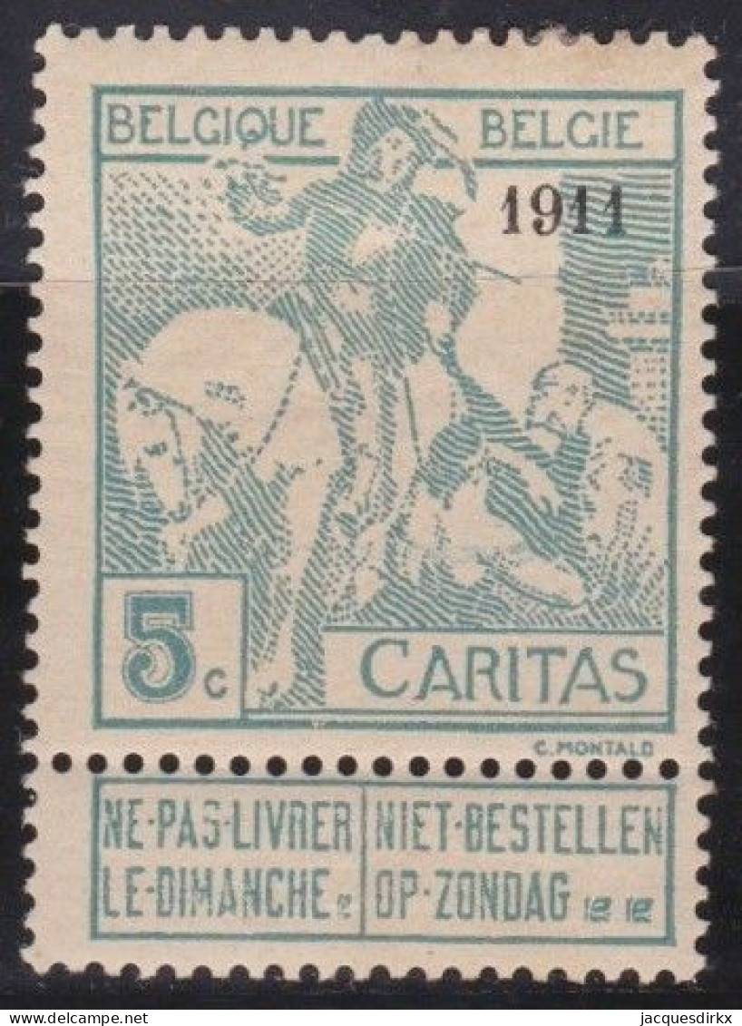 Belgie  .   OBP    .     96   .   (*)       .   Ongebruikt Zonder Gom    .   /   .    Neuf Sans Gomme - 1910-1911 Caritas