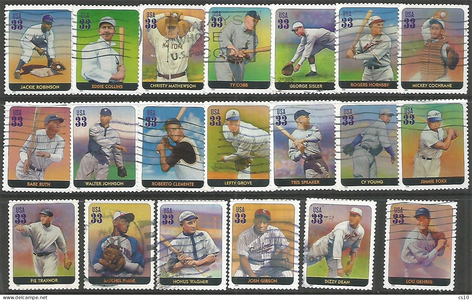 USA 2000 Legends Of Baseball SC.#3408 A/T - Cpl 20v Set In Used Condition - Baseball