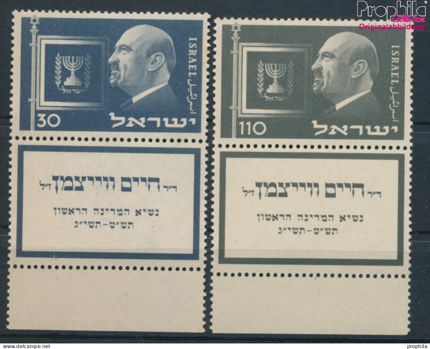 Israel 77-78 Mit Tab (kompl.Ausg.) Postfrisch 1952 Chaim Weizmann (10326302 - Neufs (avec Tabs)