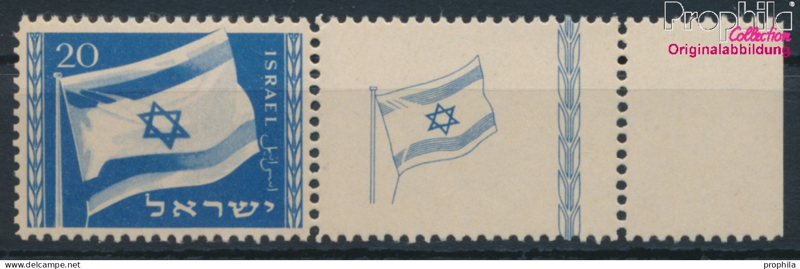 Israel 16 Mit Tab (kompl.Ausg.) Postfrisch 1949 Nationalflagge (10301366 - Ongebruikt (met Tabs)