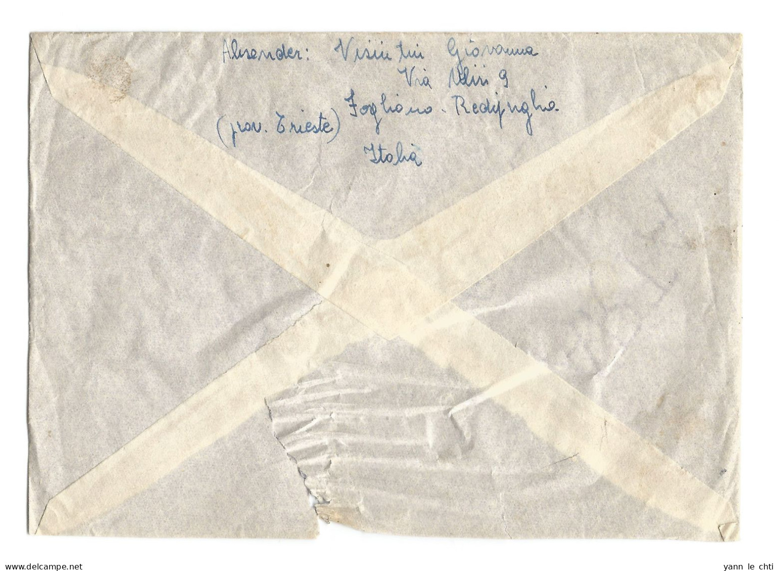 Brief Enveloppe 1944 Via Aera Lettera Registrata San Pier D'Isonzo Triest Italia Via Velbert Deutschland - Poste Aérienne