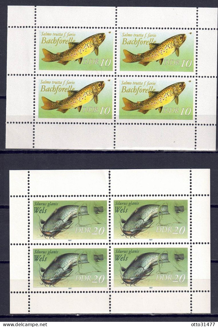 DDR 1987 - Süßwasserfische, Nr. 3096 - 3097 Im Klb., Postfrisch ** / MNH - 1981-1990