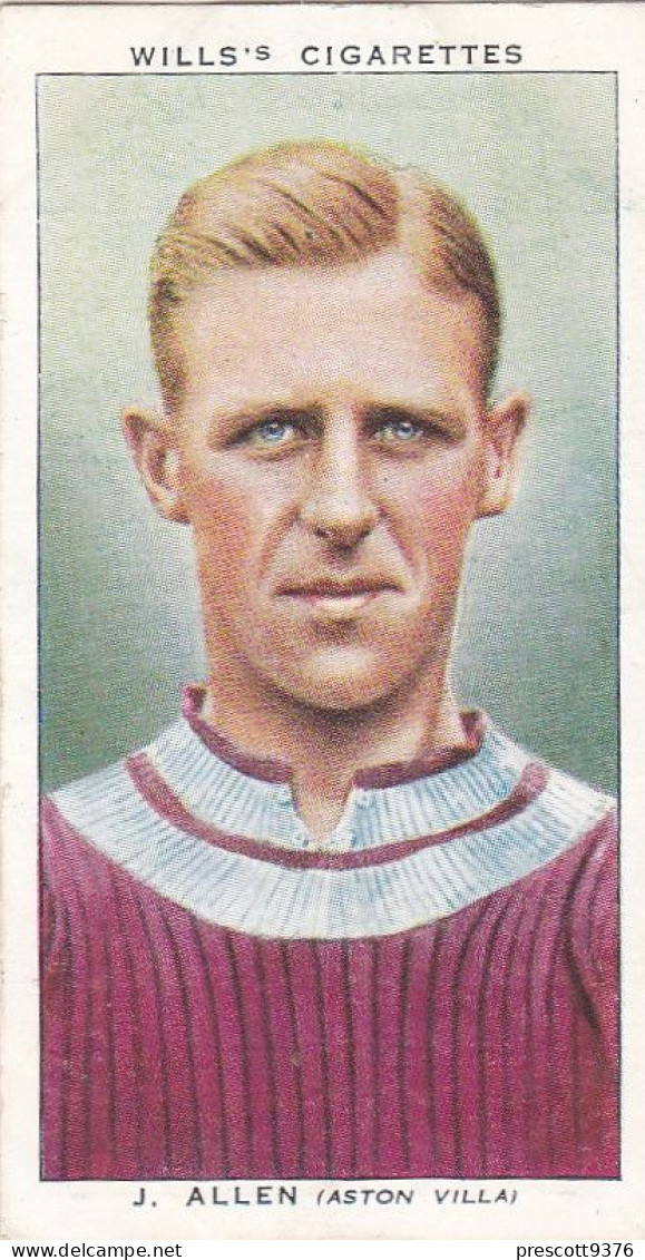 2 Jim Allen, Aston Villa FC  - Wills Cigarette Card - Association Footballers, 1935 - Original Card - Sport - Wills