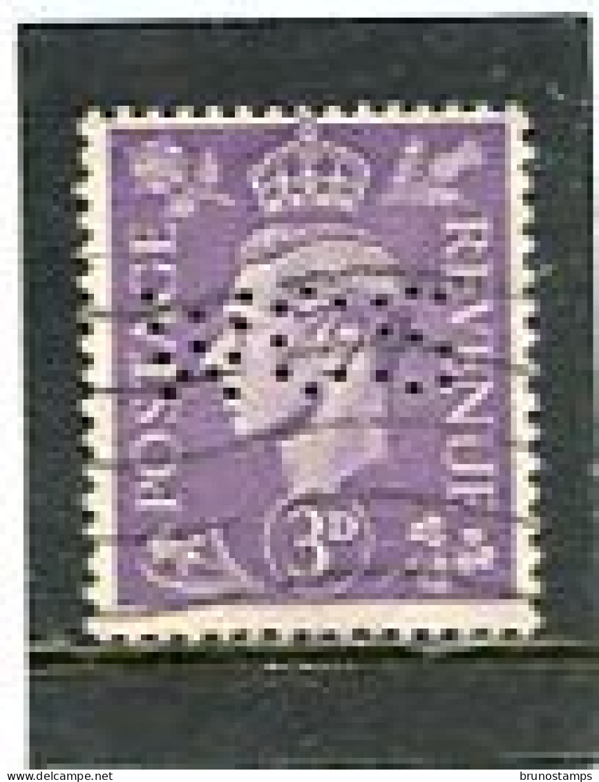 GREAT BRITAIN - 1941  3d   LIGHT COLOURS  PERFIN   WCS   FINE USED - Perforés