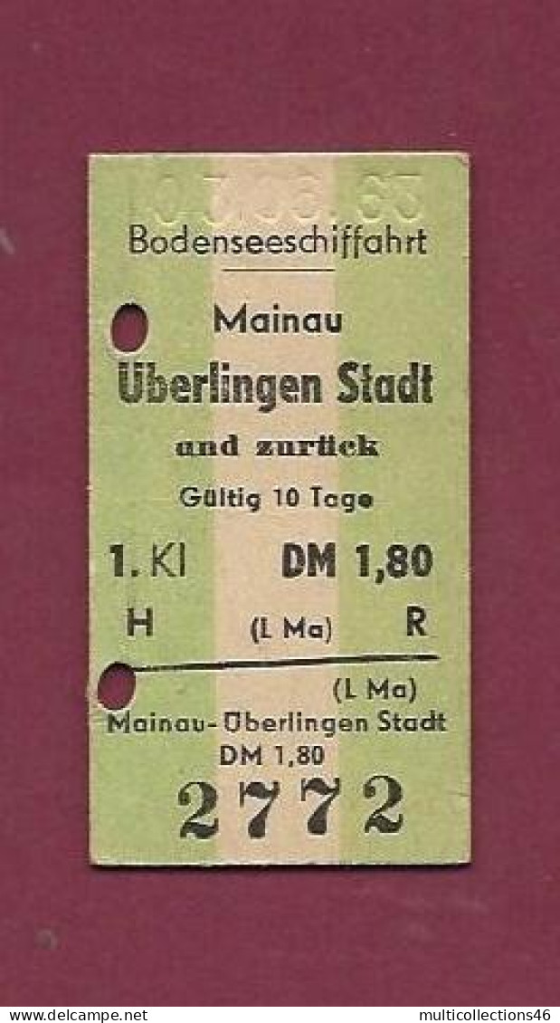 300124 - ALLEMAGNE - TICKET TRANSPORT MARITIME - 2772 Bodenseeschiffahrt MAINAU ÛBERLINGEN Stadt Und ZURTICK DM 1.80 - Europe