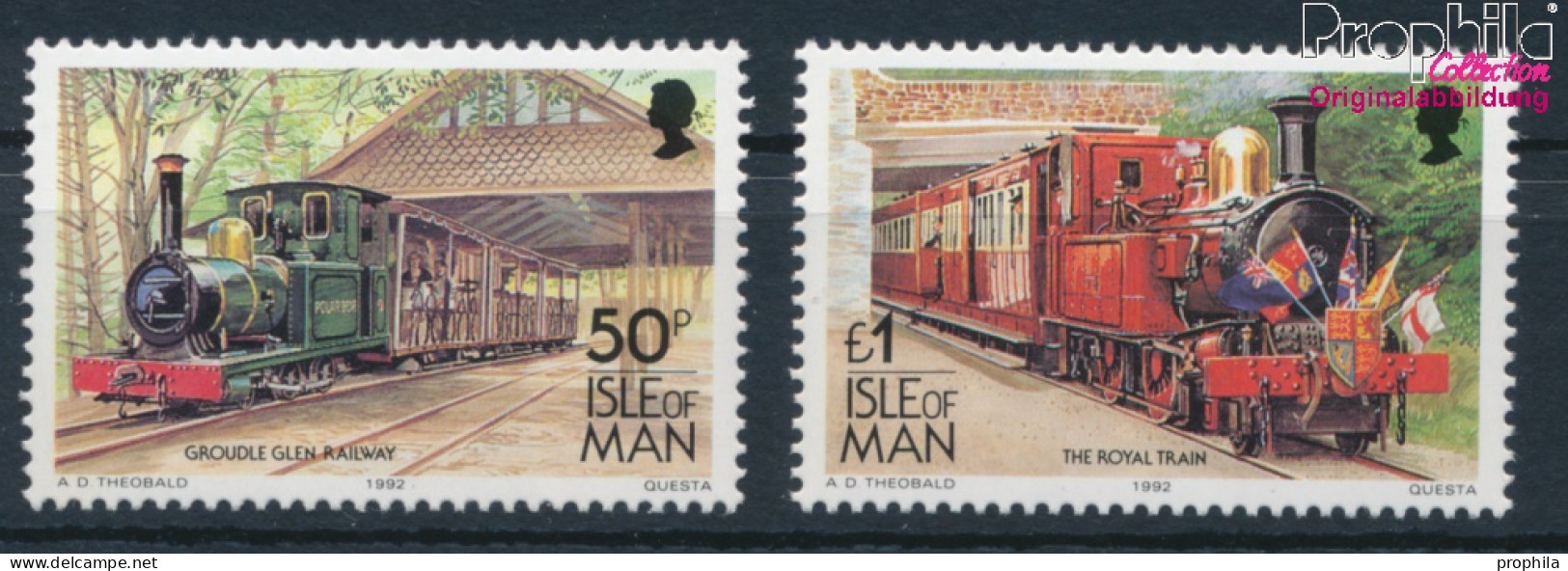 GB - Isle Of Man 383II-384II (kompl.Ausg.) Mit Jahreszahl 1992 Postfrisch 1992 Eisenbahn (10301505 - Man (Ile De)