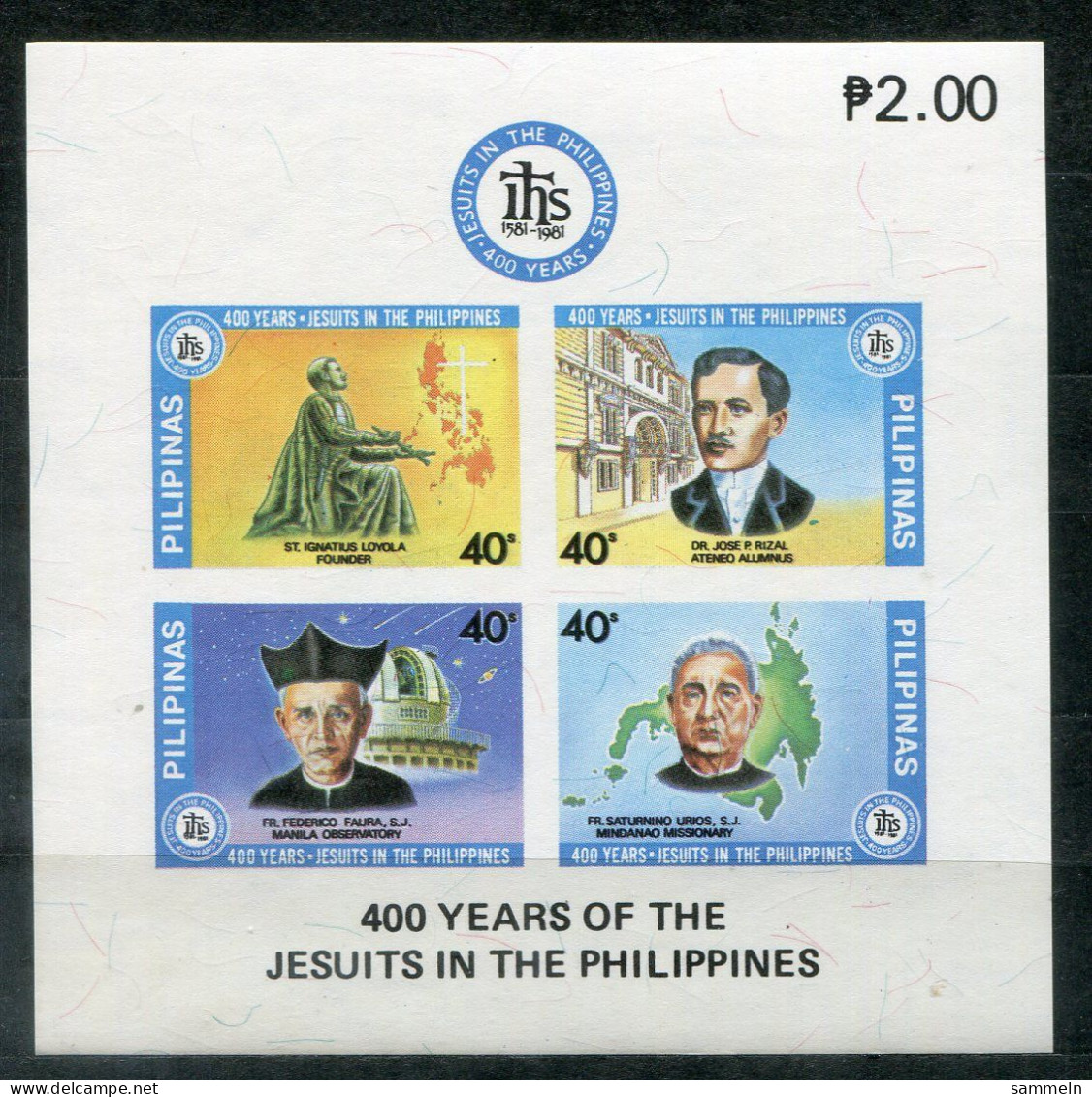 PHILIPPINEN Block 17, Bl.17 Mnh - Jesuiten, Jesuits, Jésuites - PHILIPPINES - Filipinas