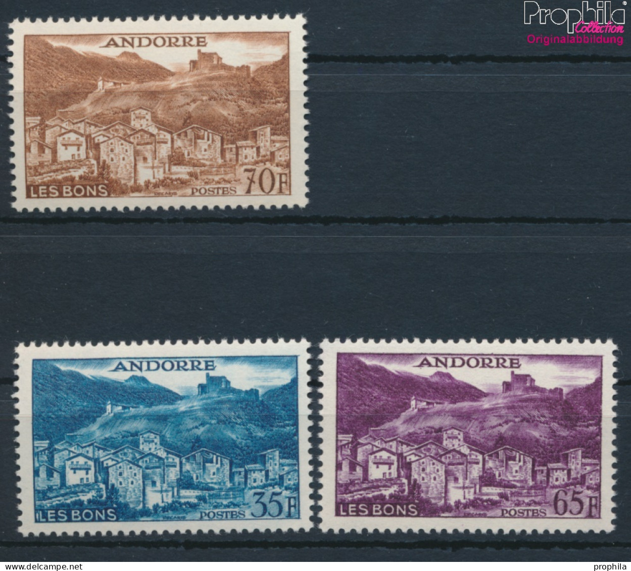 Andorra - Französische Post 161-163 (kompl.Ausg.) Postfrisch 1957 Landschaften (10285460 - Unused Stamps