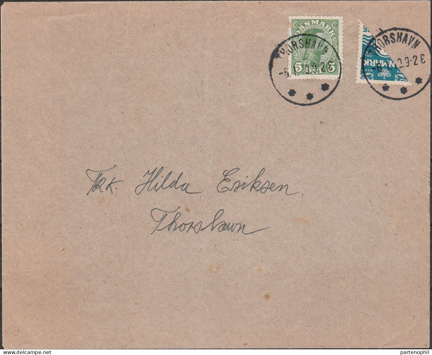 461 - Denmark Faroe Islands - 1919 - Lettera Affrancata Con Danimarca Frazionato Per La Metà 4 ö Azzurro N. 51 + 5 ö Ver - Briefe U. Dokumente
