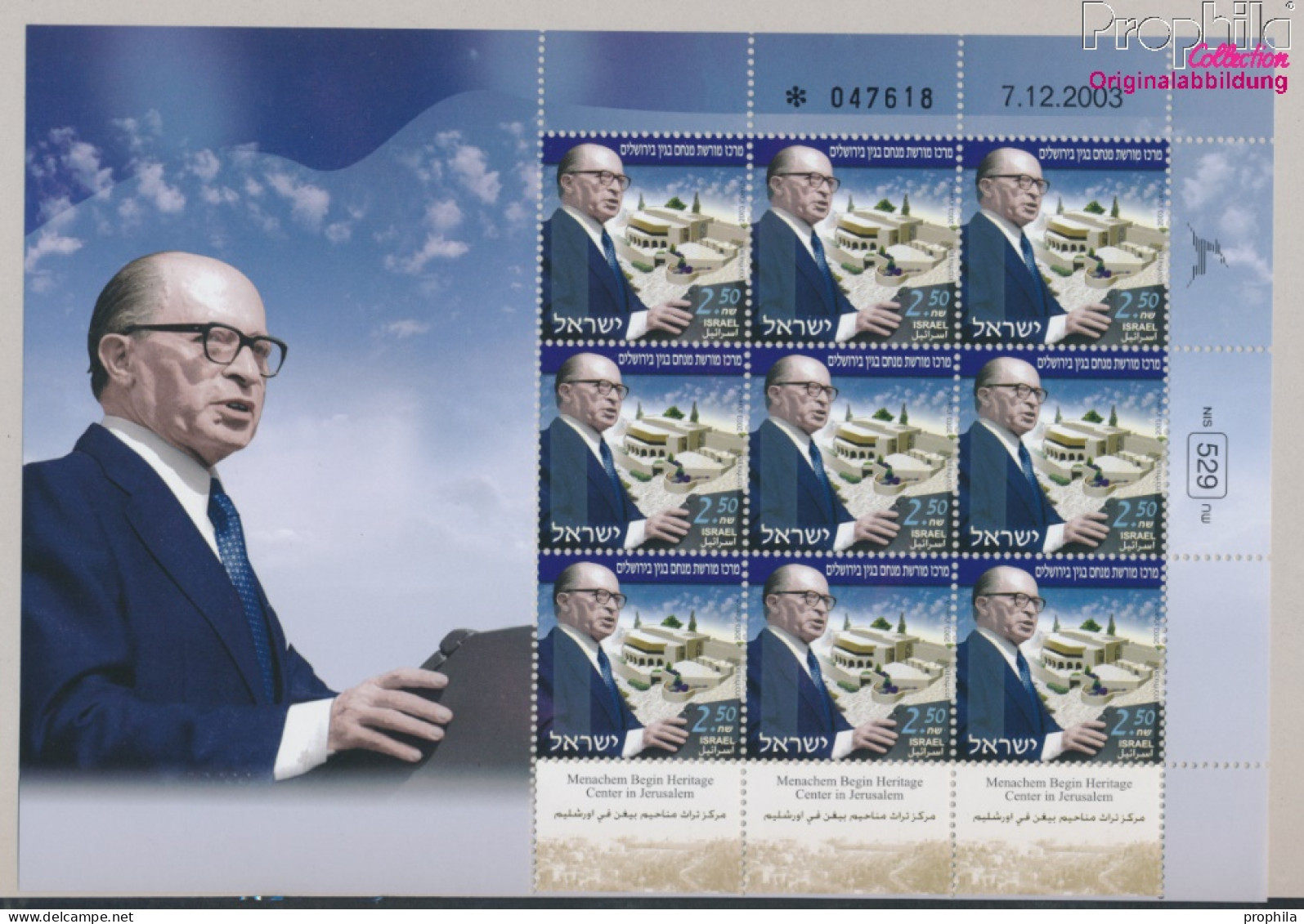 Israel 1765 Kleinbogen (kompl.Ausg.) Postfrisch 2004 Menachem Begin Heritage Center (10331694 - Unused Stamps (without Tabs)