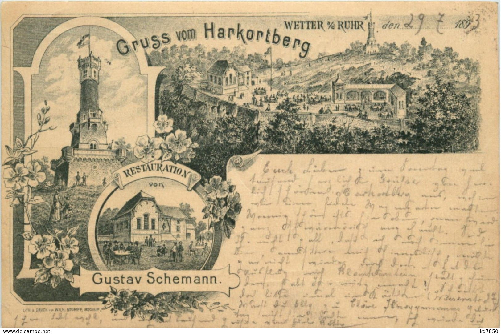 Gruss Vom Hartkortberg Wetter - Litho - Vorläufer 1893 - Wetter