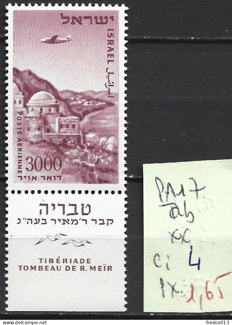 ISRAEL PA 17 Avec Tab ** Côte 4 € - Poste Aérienne