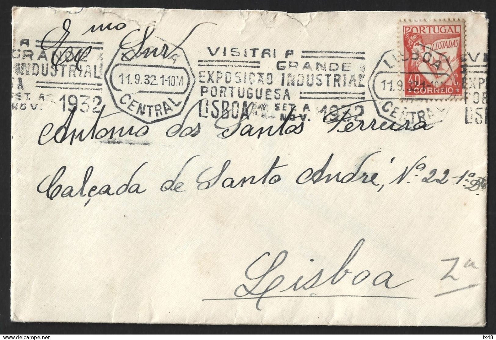 Letter With Pennant 'Visit The Great Portuguese Industrial Exhibition, Lisbon' 1932. Caravela.Visitai Exposição Indústri - Portogallo