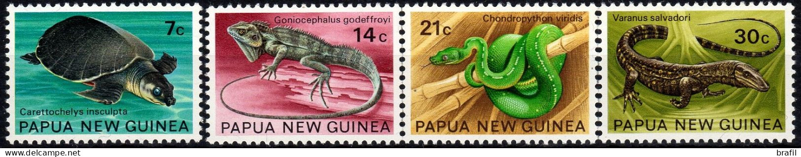 1972 Tartarughe Lucertole Rettili, Papua Nuova Guinea, Serie Completa Nuova (**) - Serpenti