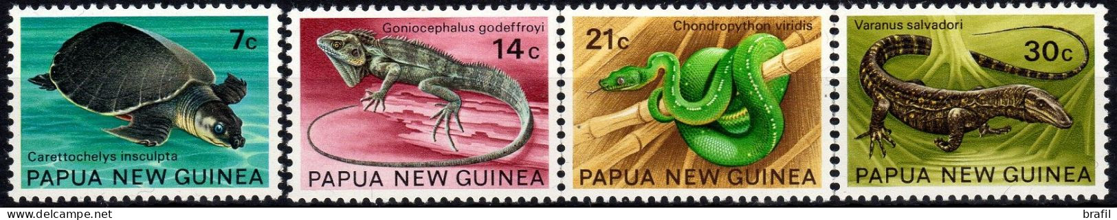 1972 Tartarughe Lucertole Rettili, Papua Nuova Guinea, Serie Completa Nuova (**) - Serpents