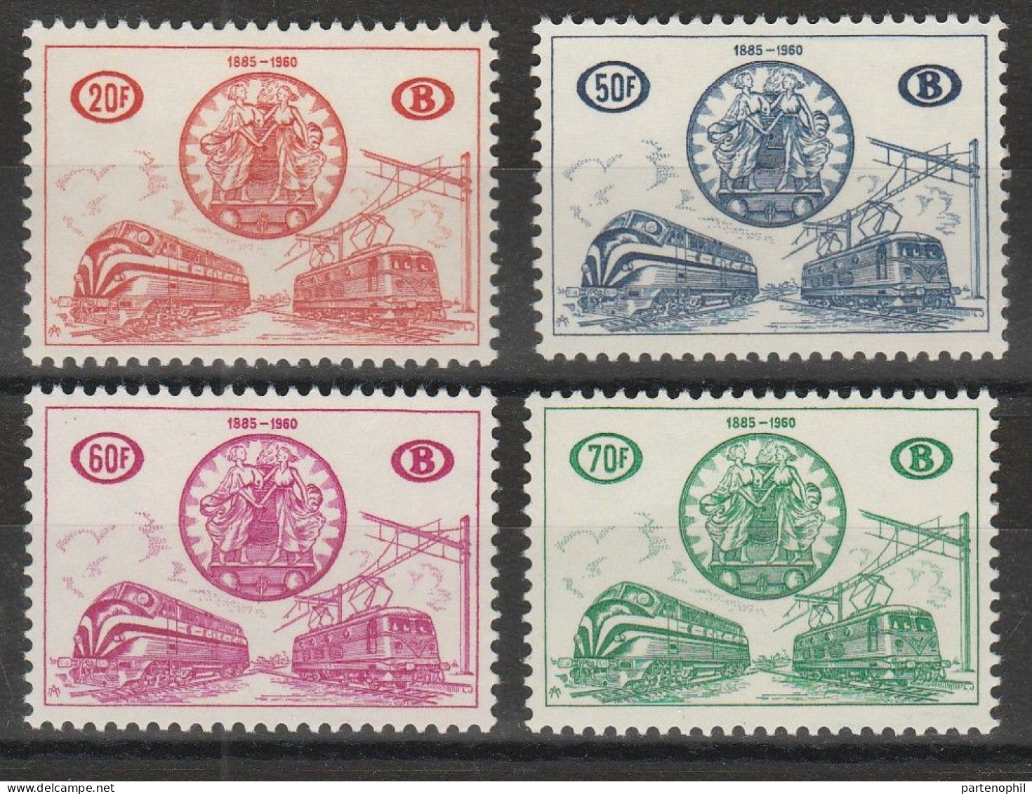 452 Belgio Belgium 1960 - Pacchi Postali - Locomotive, N. 369/72. Cat. € 200,00.  MNH - Postfris