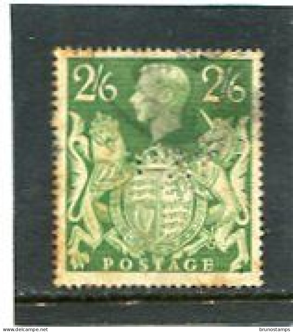 GREAT BRITAIN - 1942  2/6   GREEN  PERFIN   CORT   FINE USED - Perforés