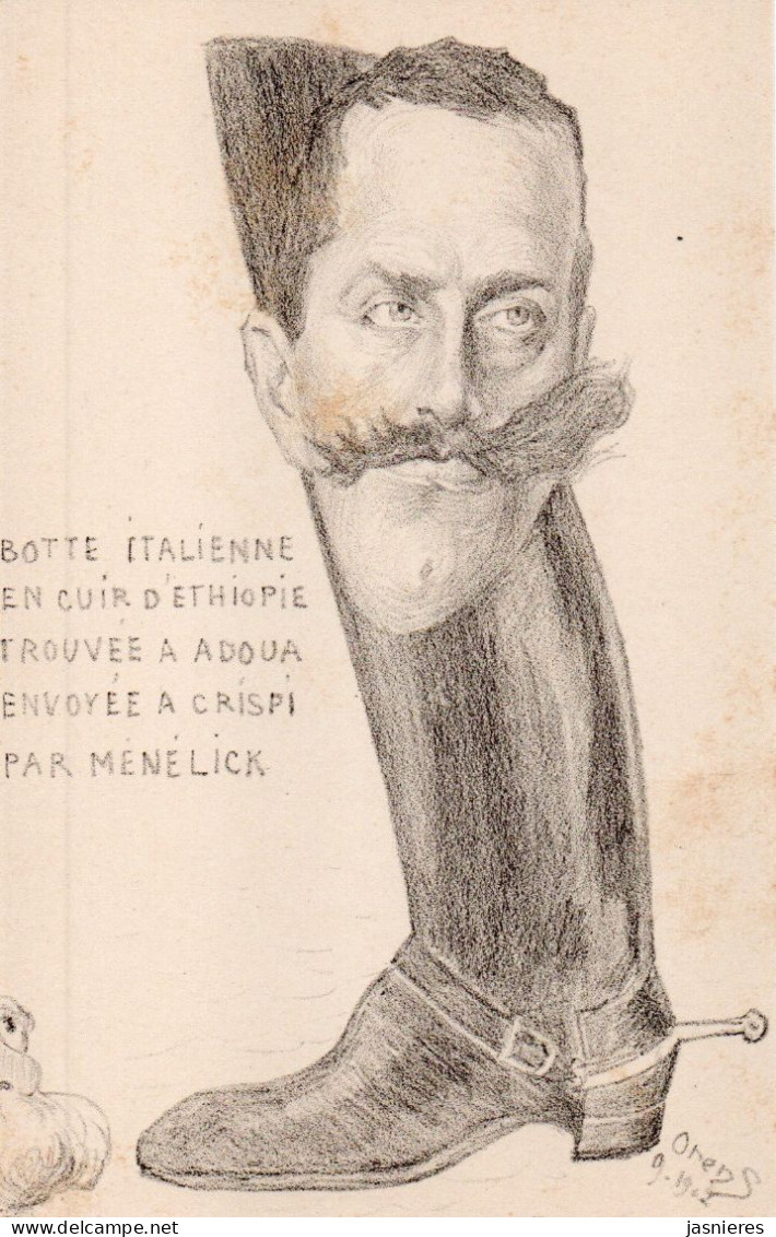 CPA  ORENS - Caricature - Satirique Et Politique - Botte Italienne Envoyée à CRISPI Par MENELICK - 1902 - Orens