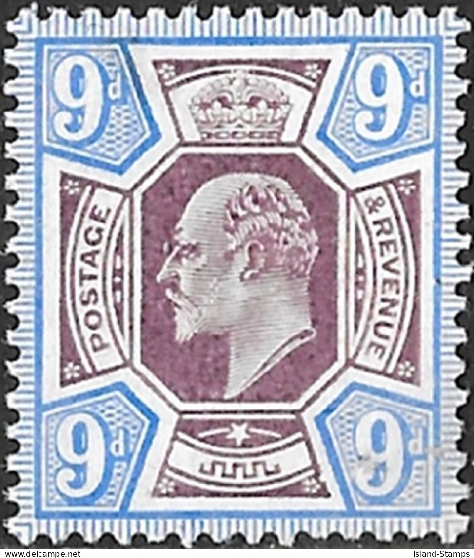 KEVII 1911 9d Dull Reddish Purple & Blue SG 307 Unmounted Mint Cat.£130.00 - Unused Stamps