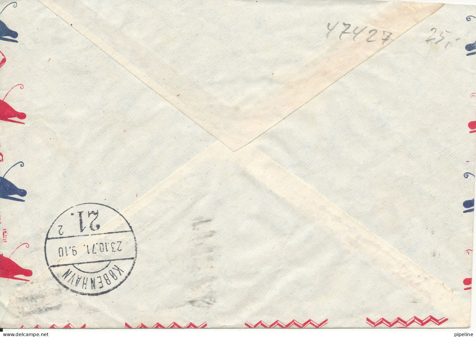 Egypt Air Mail Cover Sent To Denmark 21-10-1971 - Brieven En Documenten