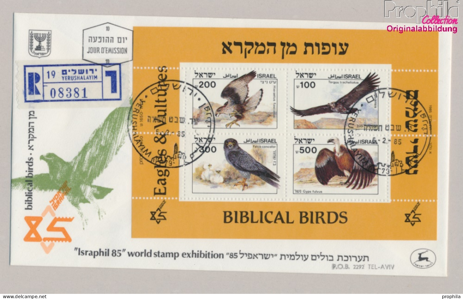 Israel Block27 (kompl.Ausg.) FDC 1985 Vögel Der Bibel (10331654 - FDC