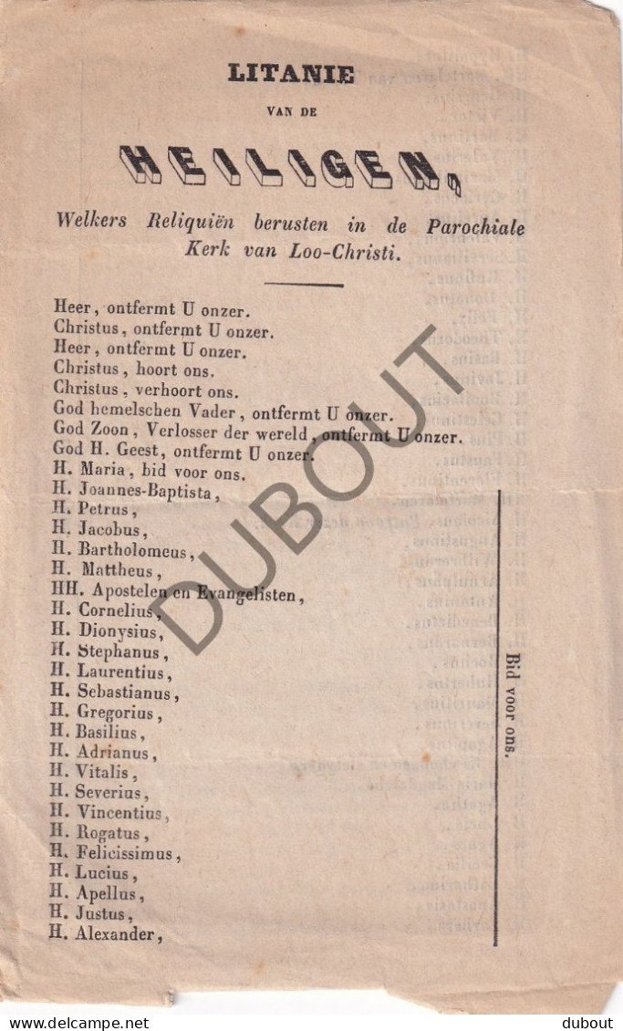 Litanie H. Kerk Lochristi ±1850 Druk C. Poelman, Gent  (V2938) - Andere & Zonder Classificatie