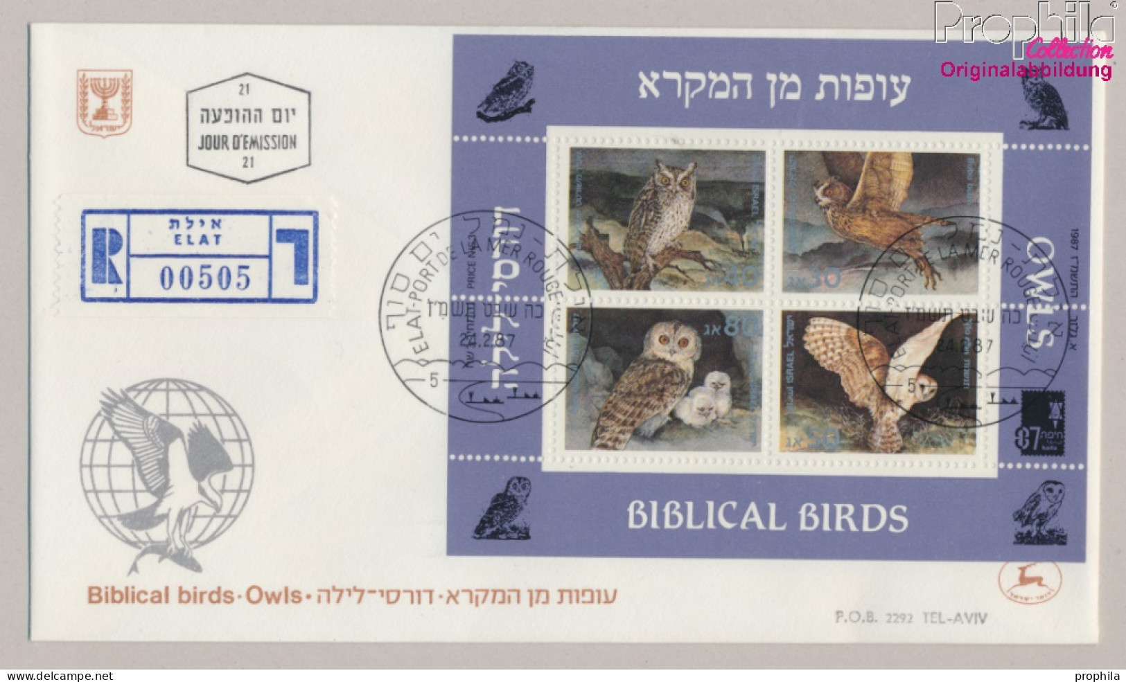 Israel Block33 (kompl.Ausg.) FDC 1987 Vögel Der Bibel (10331650 - FDC