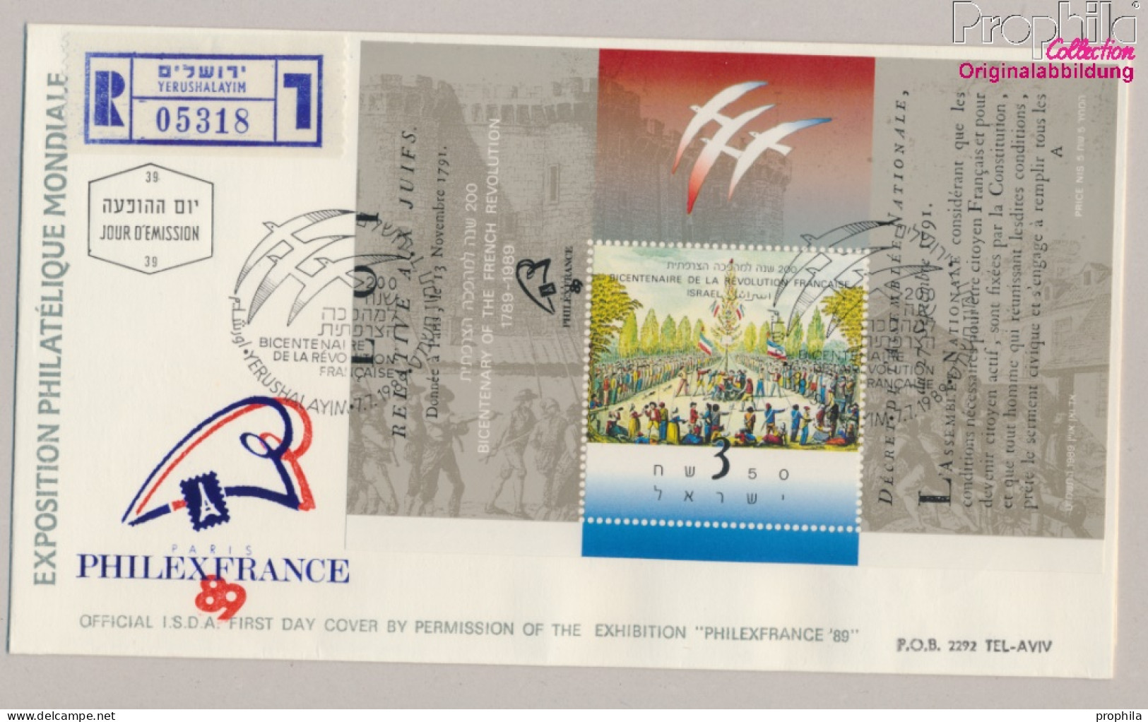 Israel Block39 (kompl.Ausg.) FDC 1989 Französische Revolution (10331648 - FDC