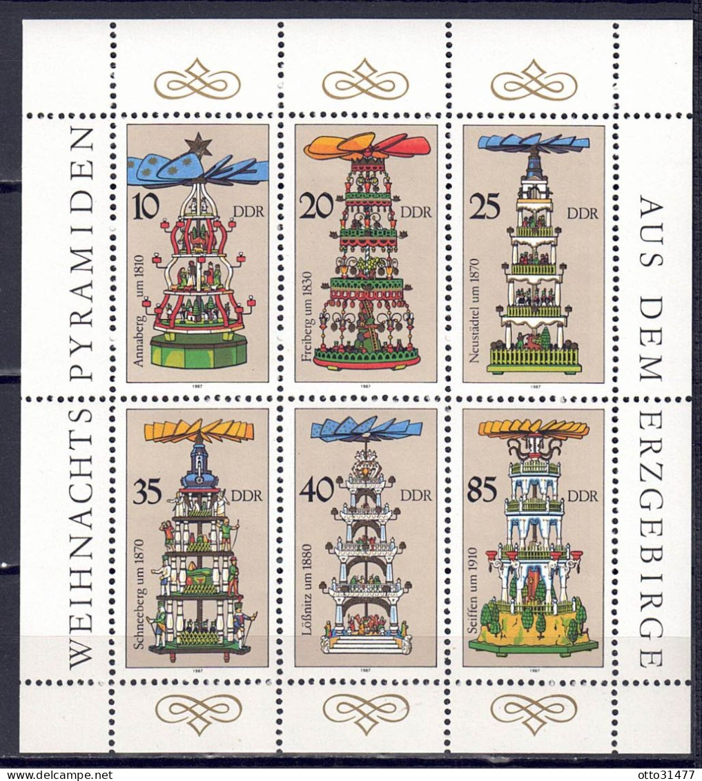 DDR 1987 - Weihnachtspyramieden, Nr. 3134 - 3139 Im Klb., Postfrisch ** / MNH - 1981-1990