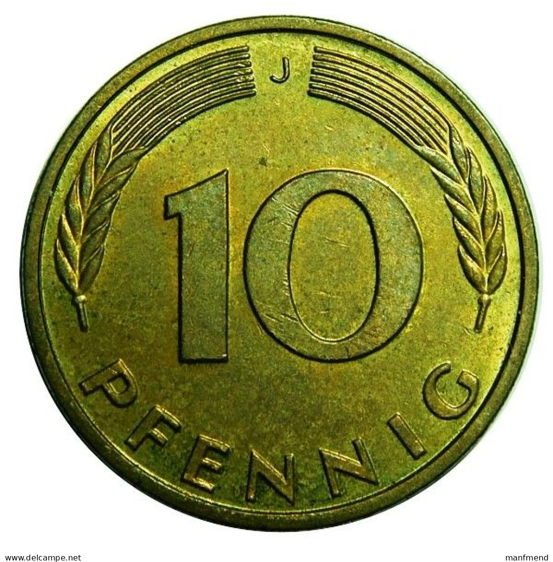 Germany - KM 108 - 1996- 10 Pfennig - Mintmark "J" - Hamburg - XF - Look Scans - 10 Pfennig