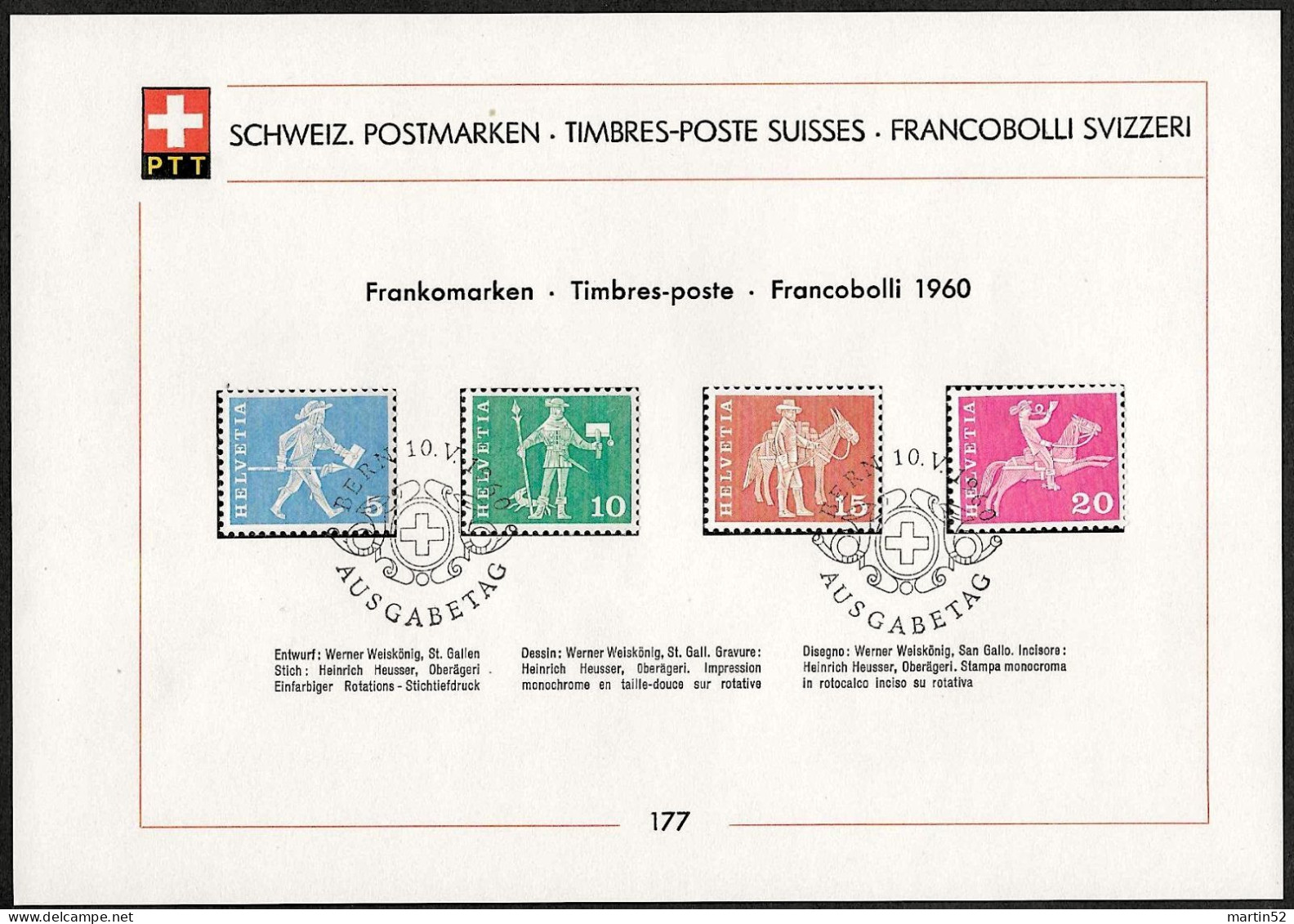 SCHWEIZ SUISSE 1960: PTT-Sammelblätter Officiel N°177-180 Mit Zu 355-372 Mi 696-713 ET-⊙ BERN 10.V.1960 (SBK CHF 250.00) - FDC