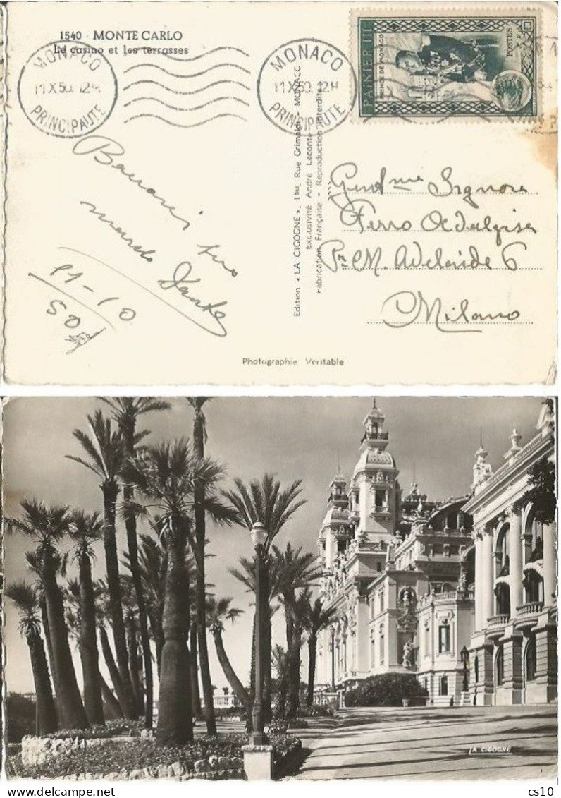 Monaco Principuaté Le Prince Ranier F5 Solo Carte Postale 11oct1950 X Italie - Lettres & Documents