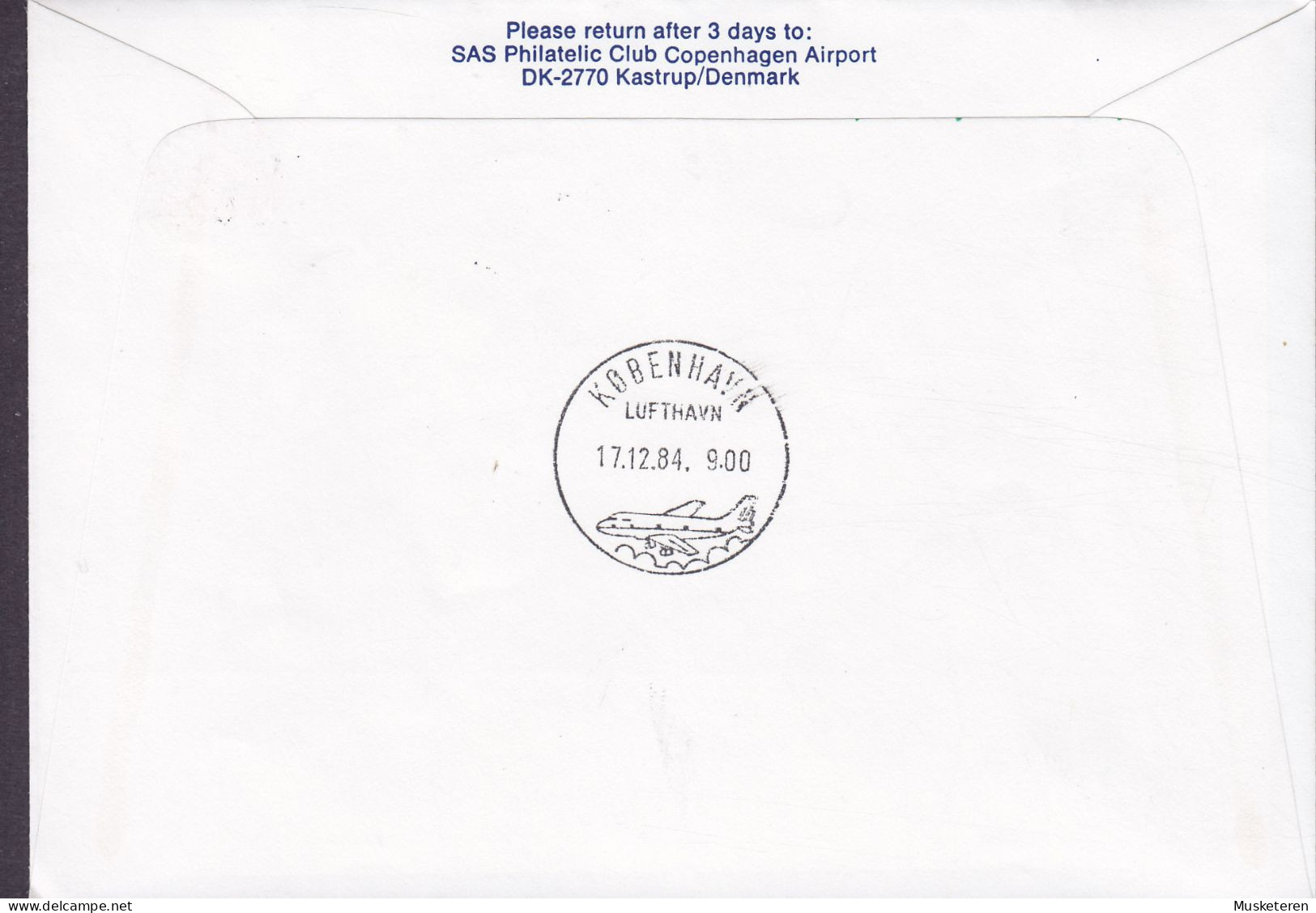 Norway SAS First Fokker F-27 Flight KRISTIANSAND-COPENHAGEN, KRISTIANSAND 1984 Cover Brief KØBENHAVN LUFTHAVN (Arr.) - Briefe U. Dokumente