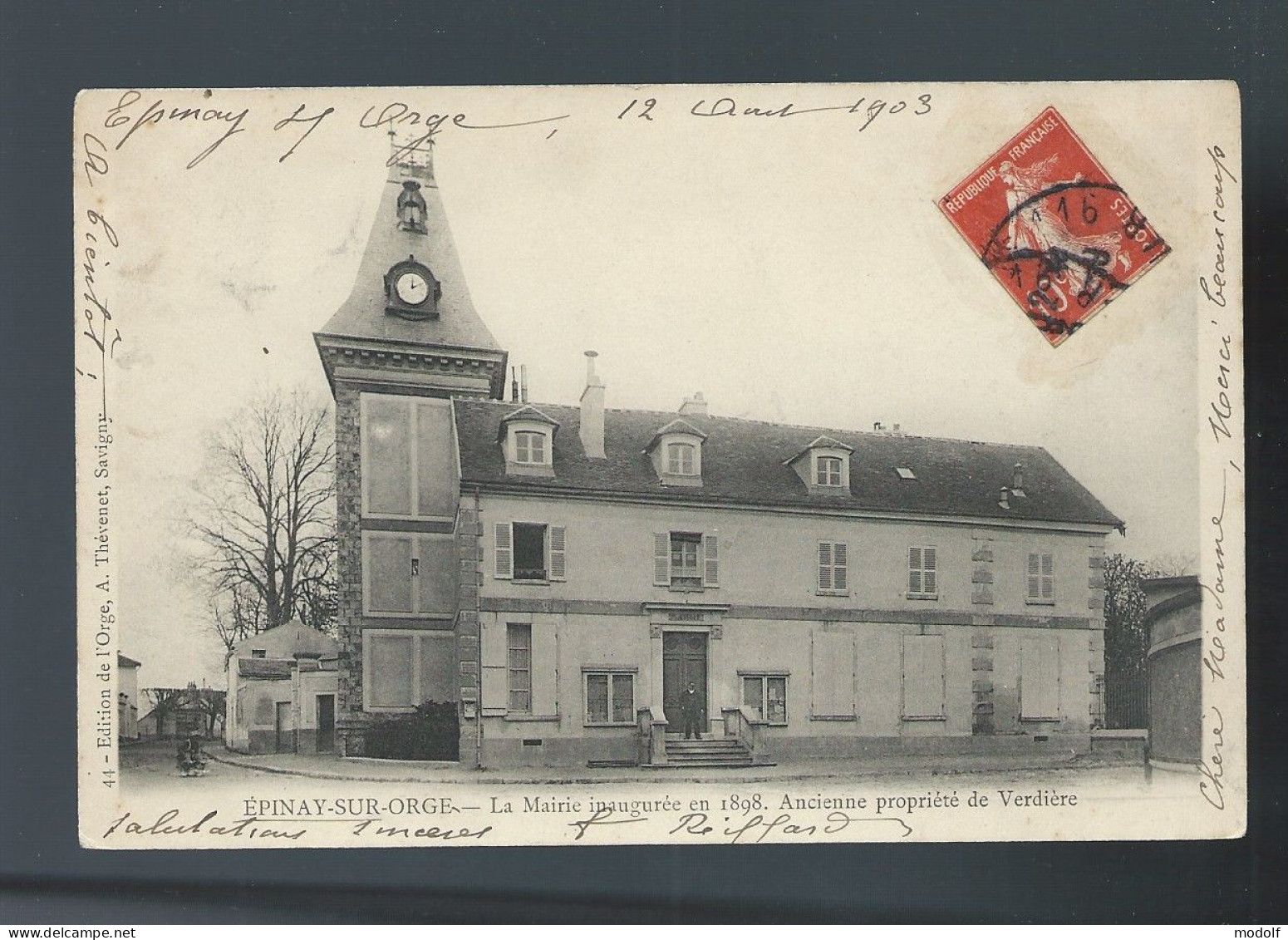 CPA - 91 - Epinay-sur-Orge - La Mairie Inaugurée En 1898 - Ancienne Propriété De Verdières - Précurseur - 1903 - Epinay-sur-Orge