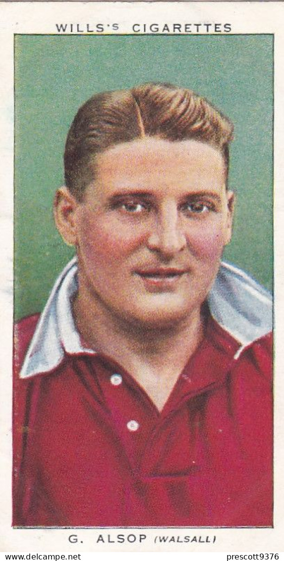 3 Gilbert Alsop, Walsall FC  - Wills Cigarette Card - Association Footballers, 1935 - Original Card - Sport - Wills